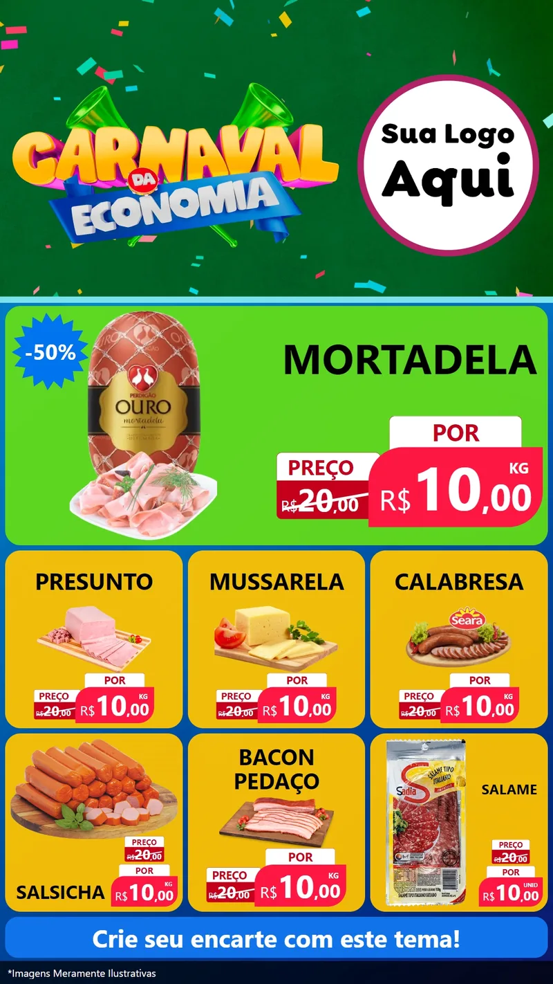 Modelo de Rede Social para Stories com o tema Carnaval da Economia para Frios e Laticínios