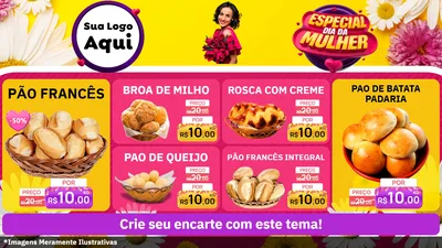 Modelo de TV para TV Horizontal com o tema Especial Dia da Mulher para Padaria