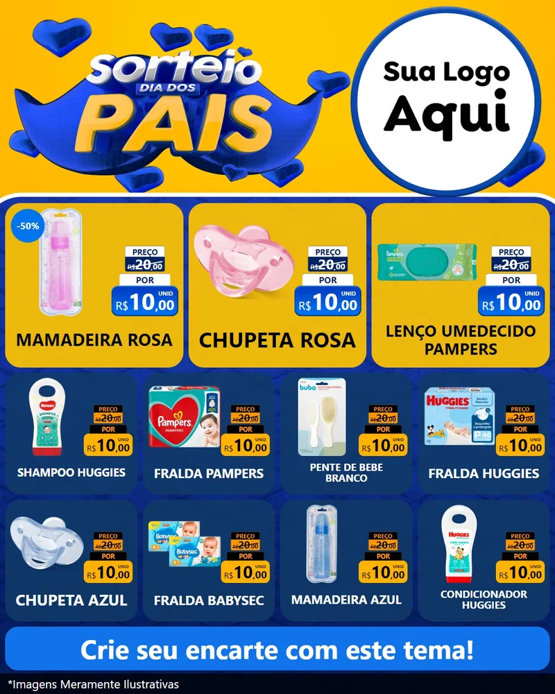 Modelo de Rede Social para Feed Instagram com o tema Sorteio Dia dos Pais para Bebês