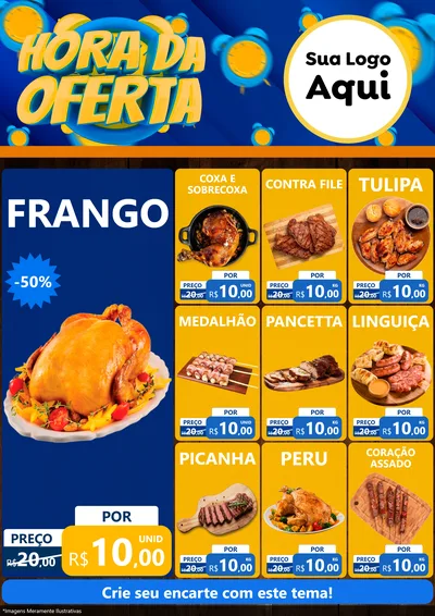 Modelo de Encarte para Encarte A4 Vertical com o tema Hora da Oferta para Assados