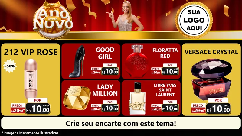 Modelo de TV para TV Horizontal com o tema Super Ano Novo para Perfumes