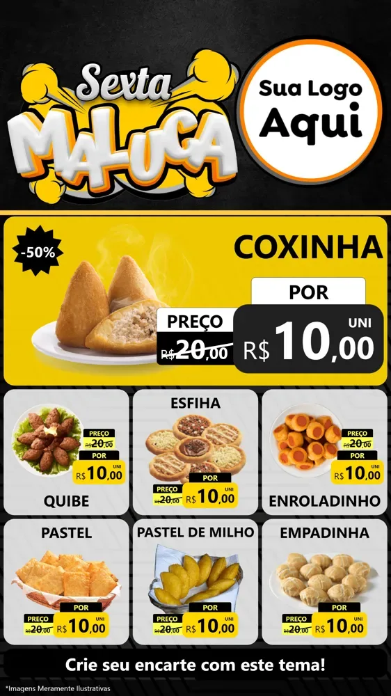 Modelo de Rede Social para Stories com o tema Sexta Maluca para Salgadaria