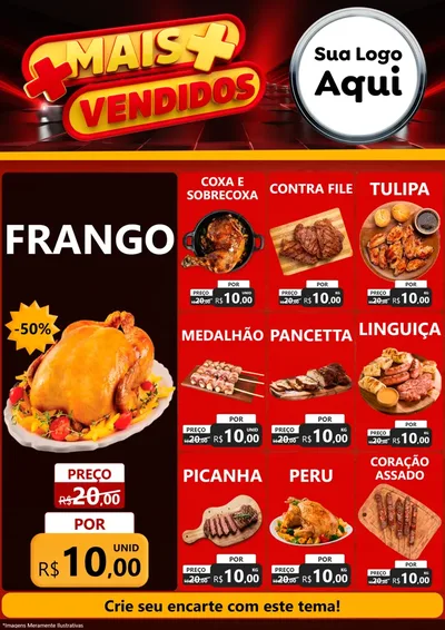 Modelo de Encarte para Encarte A4 Vertical com o tema Mais Vendidos para Assados