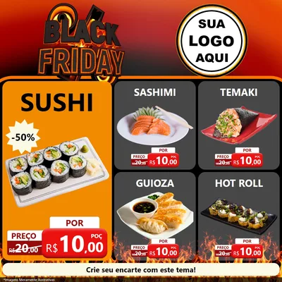 Modelo de Rede Social para Feed Facebook com o tema Black Friday para Comida japonesa