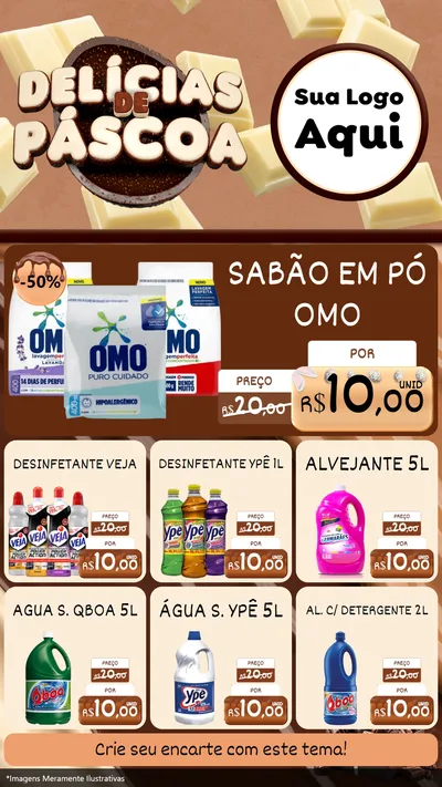 Modelo de Rede Social para Stories com o tema Delícias de Páscoa para Produtos de Limpeza