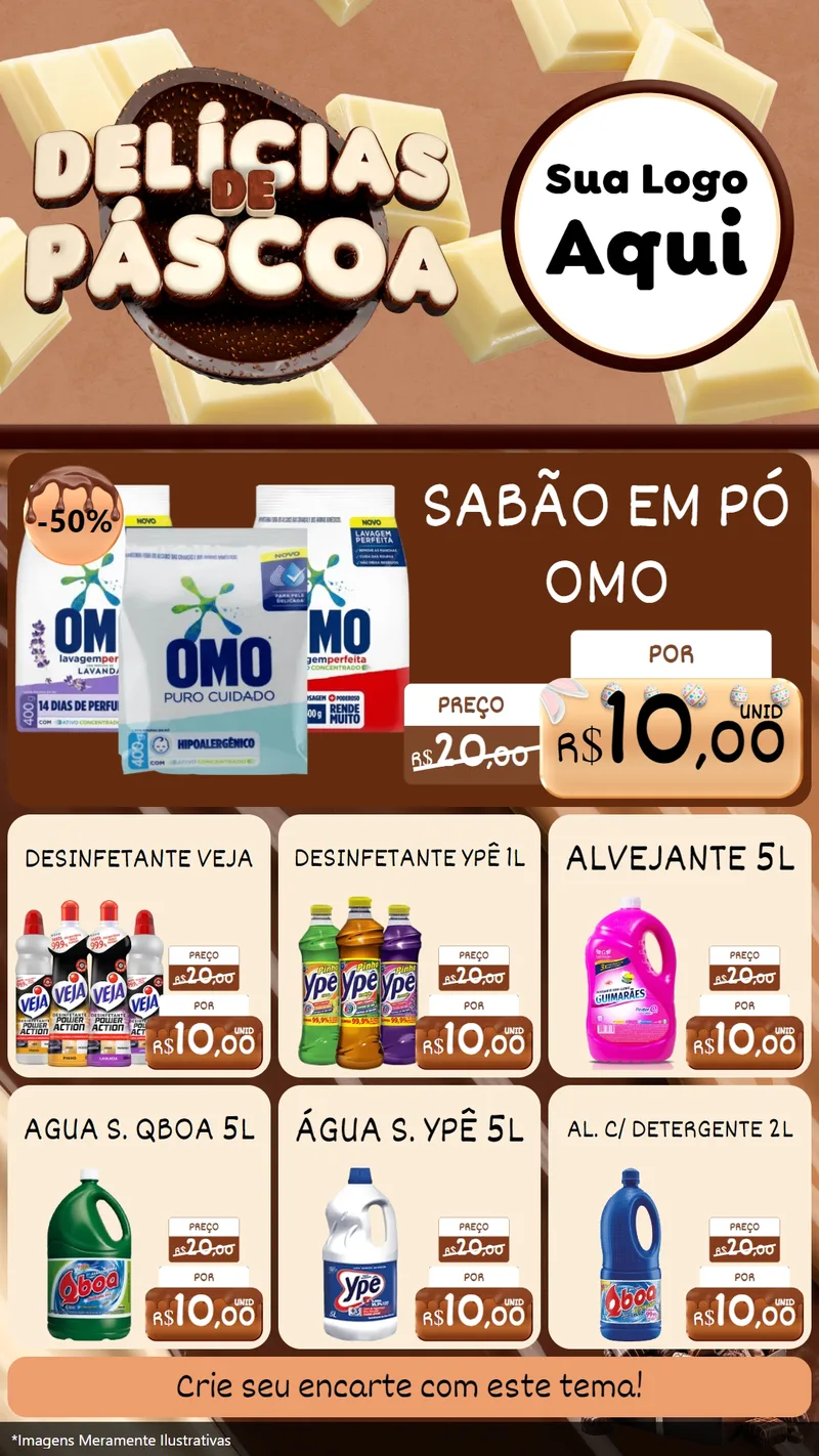 Modelo de Rede Social para Stories com o tema Delícias de Páscoa para Produtos de Limpeza