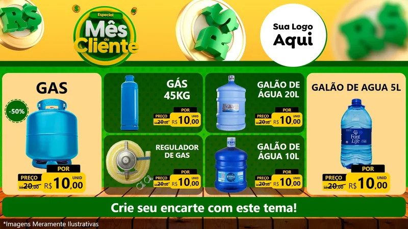 Modelo de TV para TV Horizontal com o tema Especial Mês do Cliente para Água e gás