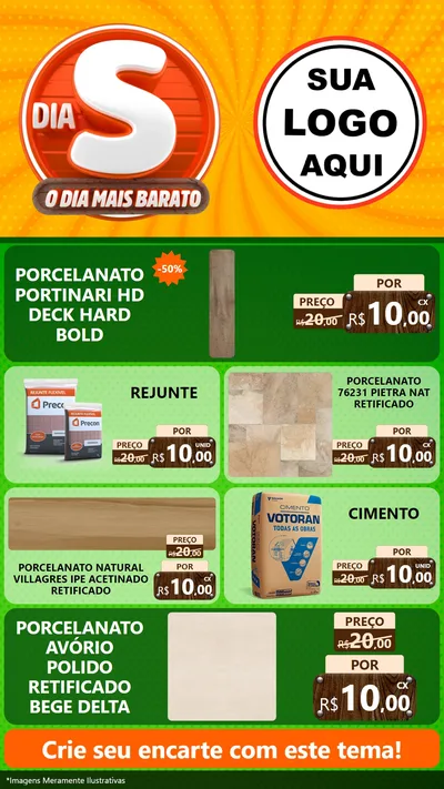 Modelo de TV para TV Vertical com o tema Dia S - O Dia Mais Barato para Pisos e revestimentos