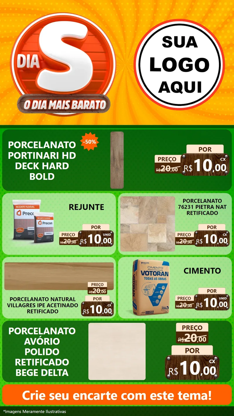 Modelo de TV para TV Vertical com o tema Dia S - O Dia Mais Barato para Pisos e revestimentos