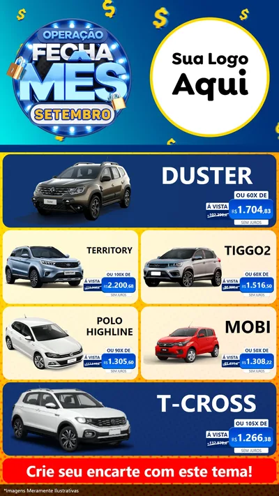 Modelo de TV para TV Vertical com o tema Operação Fecha Mês Setembro para Concessionaria de Carros