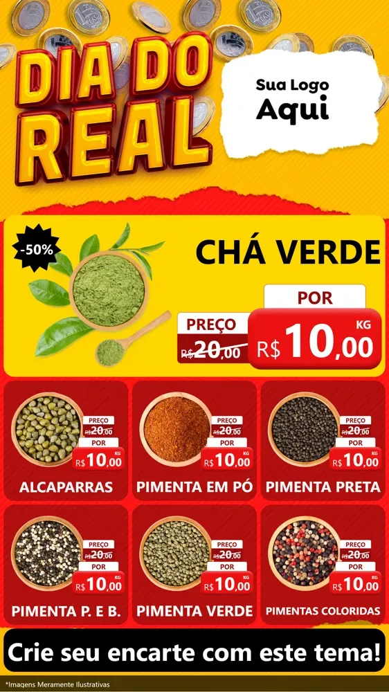 Modelo de Rede Social para Stories com o tema Dia Do Real para Produtos Naturais