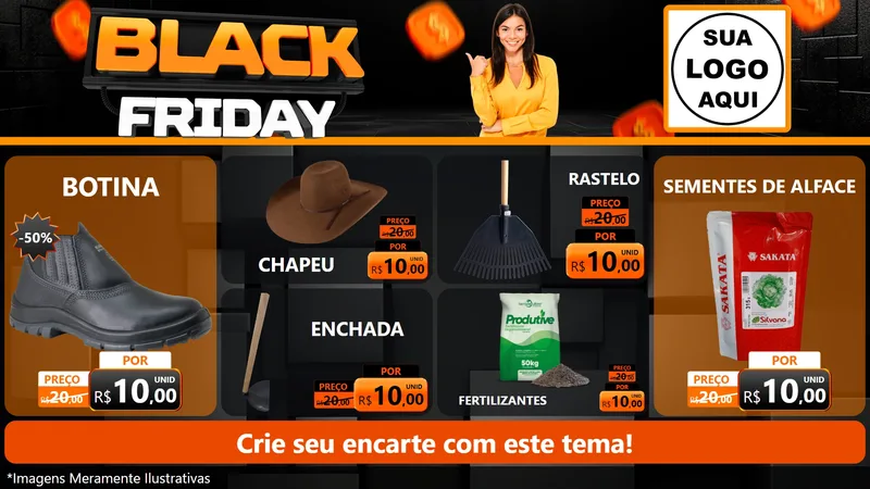 Modelo de TV para TV Horizontal com o tema Black Friday para Agropecuária