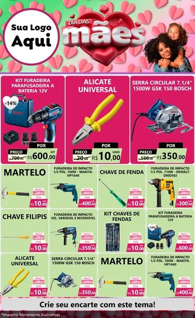 Modelo de Encarte para Encarte Grande com o tema Dia das Mães para Maquinas e Ferramentas