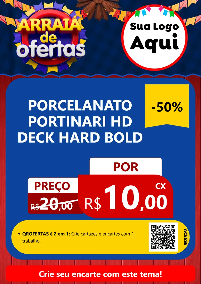 Modelo de Cartaz para Cartaz A4 Vertical com o tema Arraiá de Ofertas para Pisos e revestimentos