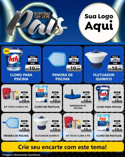 Modelo de Rede Social para Feed Instagram com o tema Sorteio Dia Dos Pais para Produtos para Piscina