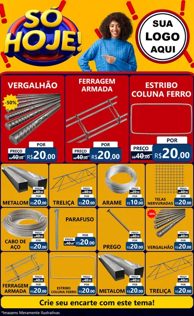 Modelo de Encarte para Encarte Grande com o tema Só Hoje! para Ferragens