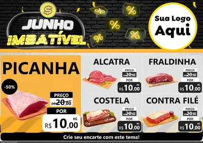 Modelo de Encarte para Encarte A4 Horizontal com o tema Junho Imbatível para Açougue