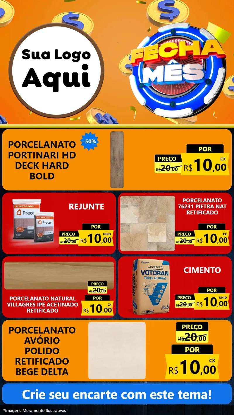 Modelo de TV para TV Vertical com o tema Fecha Mês para Pisos e revestimentos
