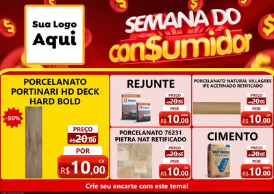 Modelo de Encarte para Encarte A4 Horizontal com o tema Semana do Consumidor para Pisos e revestimentos