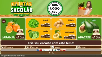 Modelo de TV para TV Horizontal com o tema Ofertas do Sacolão Imperdível! para Hortifrúti