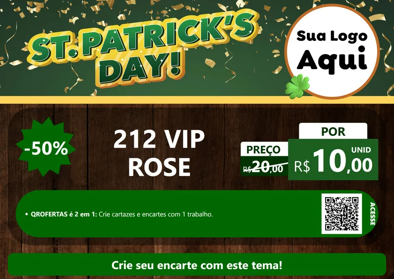 Modelo de Cartaz para Cartaz A4 Horizontal com o tema St Patriks Day para Perfumes