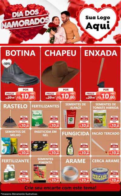 Modelo de Encarte para Encarte Grande com o tema Dia dos Namorados para Agropecuária