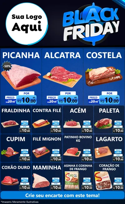 Modelo de Encarte para Encarte Grande com o tema Black Friday para Açougue