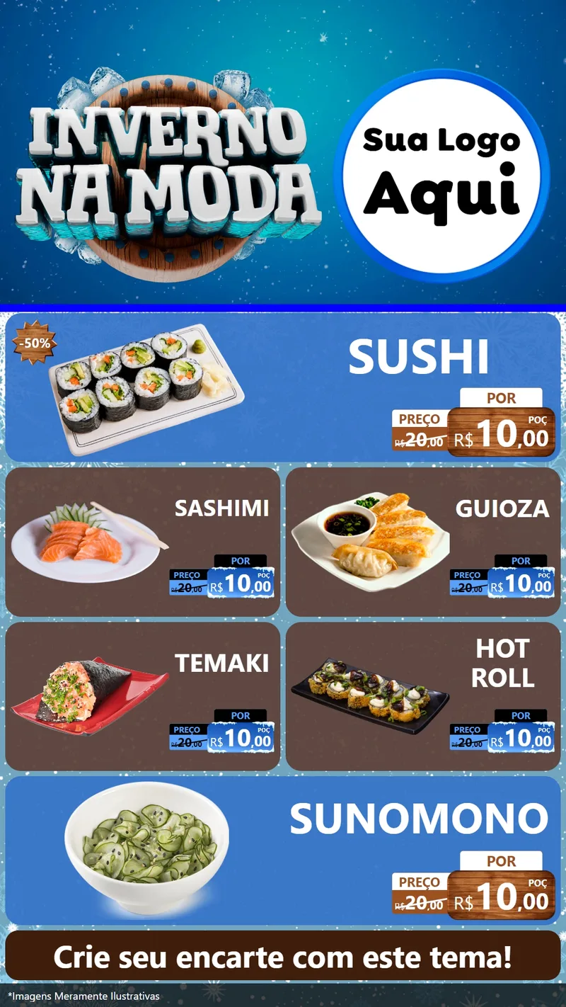 Modelo de TV para TV Vertical com o tema Inverno na Moda para Comida japonesa