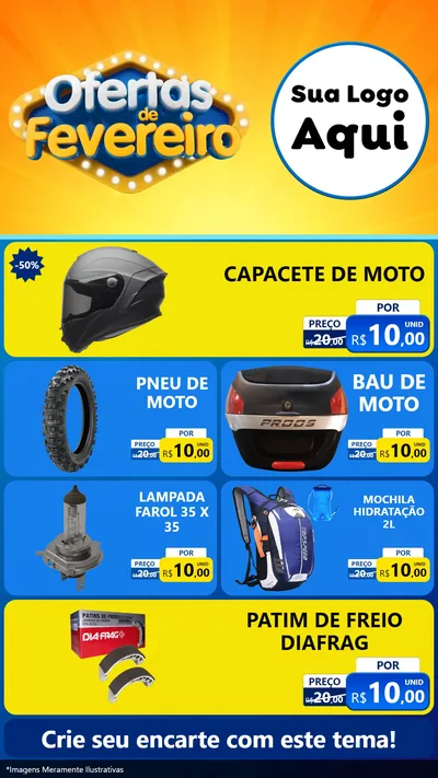 Modelo de TV para TV Vertical com o tema Ofertas de Fevereiro para Moto peças