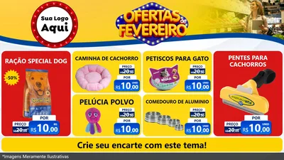 Modelo de TV para TV Horizontal com o tema Ofertas de Fevereiro para Pet Shop