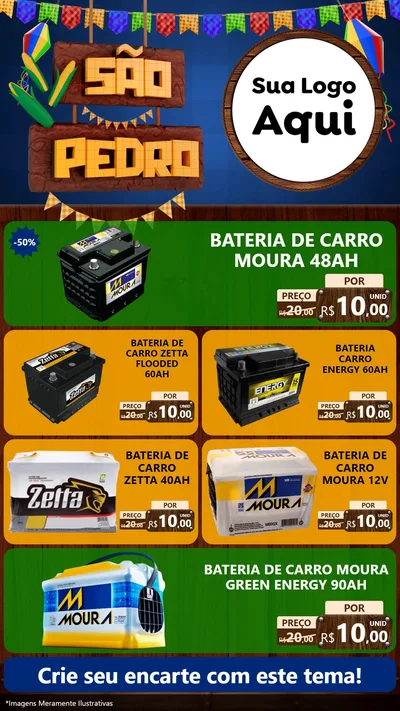 Modelo de TV para TV Vertical com o tema São Pedro para Baterias Elétricas