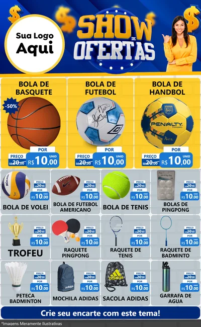 Modelo de Encarte para Encarte Grande com o tema Show de Ofertas para Artigos Esportivos
