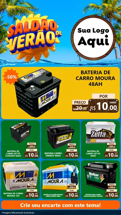 Modelo de Rede Social para Stories com o tema Saldão de Verão para Baterias Elétricas