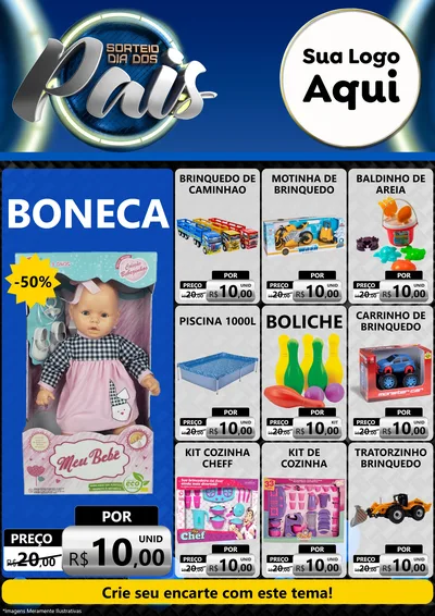 Modelo de Encarte para Encarte A4 Vertical com o tema Sorteio Dia Dos Pais para Brinquedos