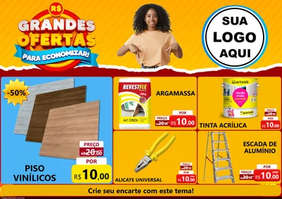 Modelo de Encarte para Encarte A4 Horizontal com o tema Grandes Ofertas Para Economizar! para Material para Construção
