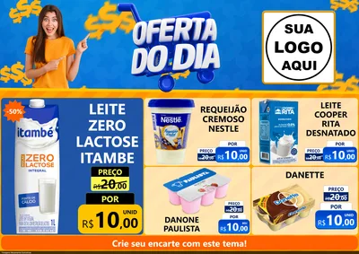 Modelo de Encarte para Encarte A4 Horizontal com o tema Oferta do Dia para Frios e Laticínios