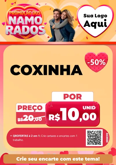 Modelo de Cartaz para Cartaz A4 Vertical com o tema Promoção dos Namorados para Salgadaria