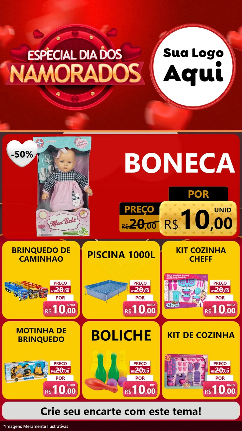Modelo de Rede Social para Stories com o tema Especial Dia Dos Namorados para Brinquedos