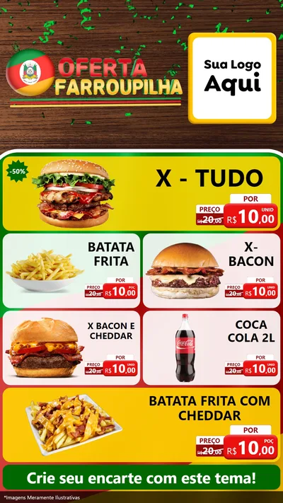 Modelo de TV para TV Vertical com o tema Oferta Farroupilha para Hamburgueria