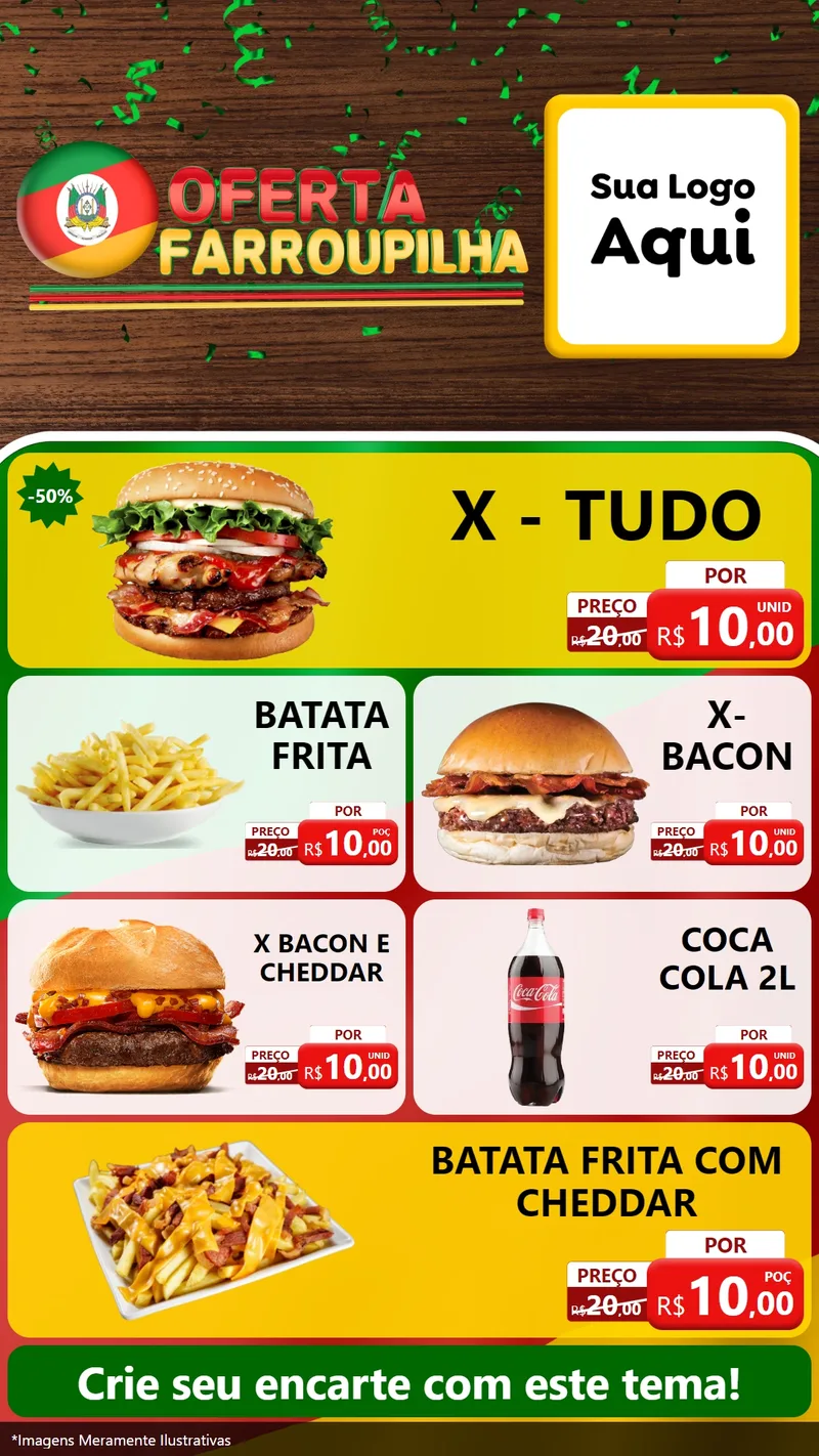 Modelo de TV para TV Vertical com o tema Oferta Farroupilha para Hamburgueria