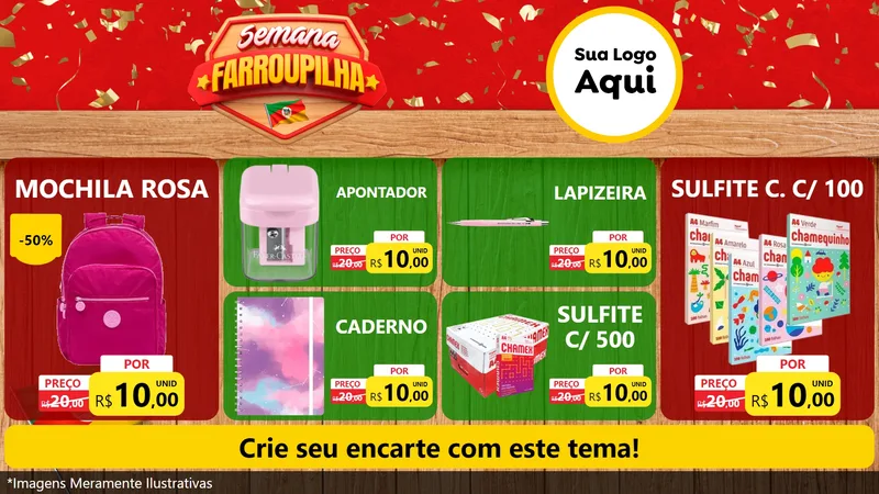 Modelo de TV para TV Horizontal com o tema Semana Farroupilha para Papelaria