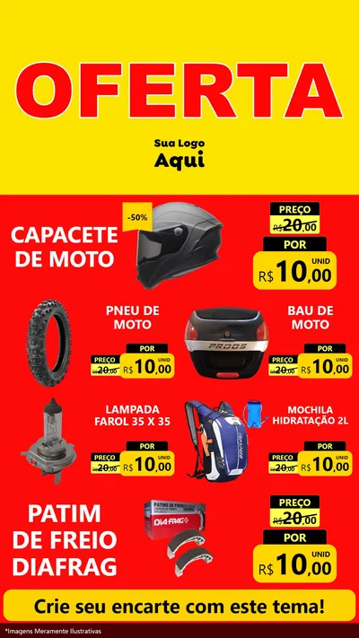 Modelo de TV para TV Vertical com o tema OFERTA - Vermelho Cartaz para Moto peças