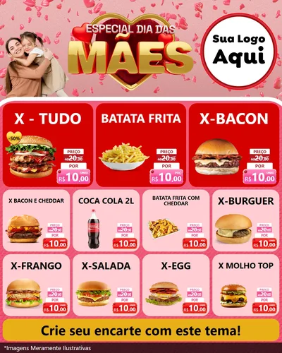 Modelo de Rede Social para Feed Instagram com o tema Especial Dia Das Mães para Hamburgueria