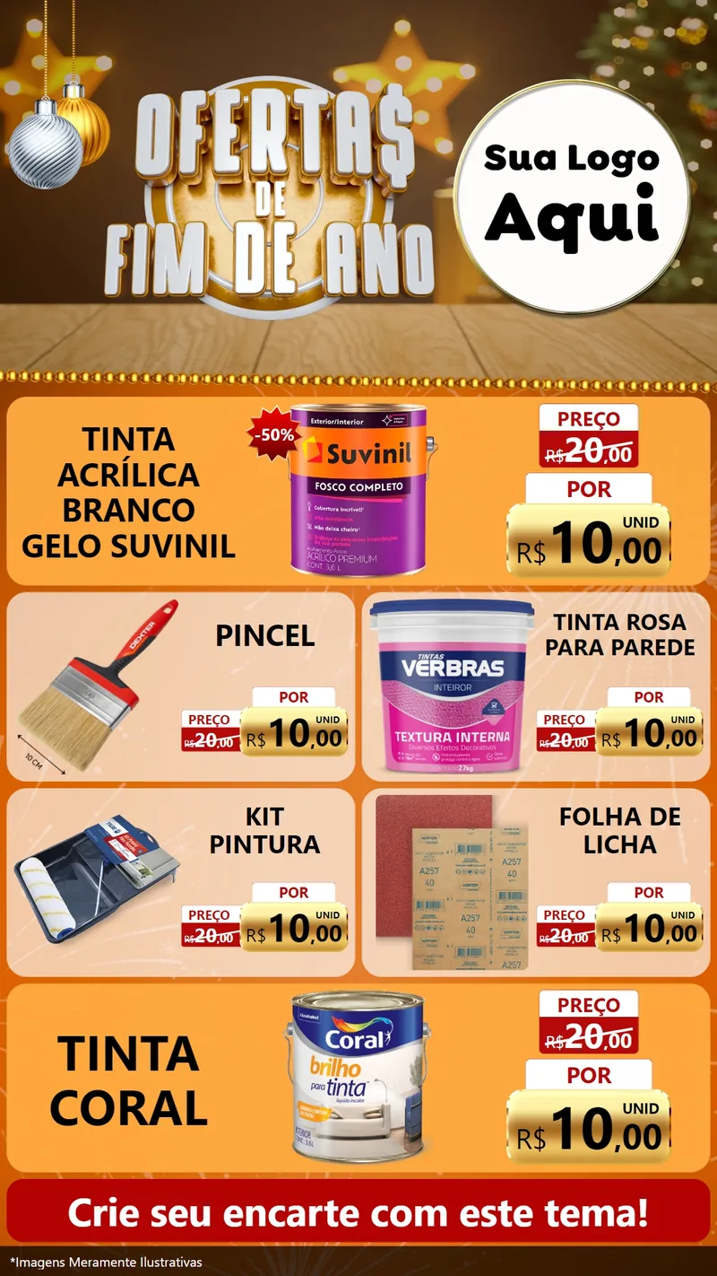 Modelo de TV para TV Vertical com o tema Ofertas de Fim de Ano para Tintas e Ferramentas