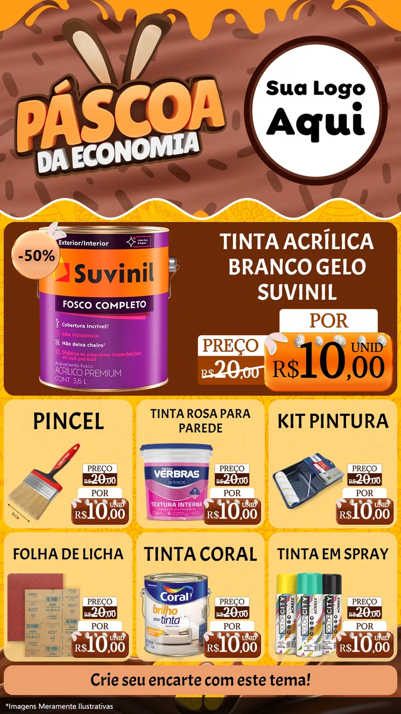 Modelo de Rede Social para Stories com o tema Páscoa da Economia para Tintas e Ferramentas