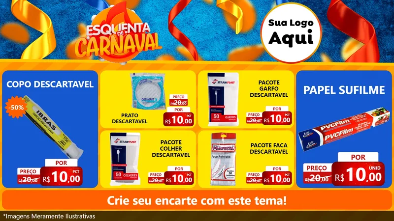 Modelo de TV para TV Horizontal com o tema Esquenta de Carnaval para Embalagens