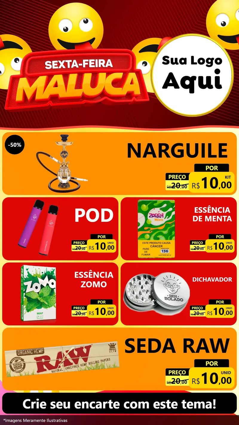 Modelo de TV para TV Vertical com o tema Sexta-feira Maluca para Tabacaria