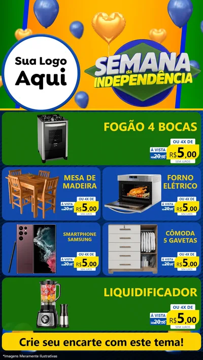 Modelo de TV para TV Vertical com o tema Semana da Independência para Móveis e Eletro