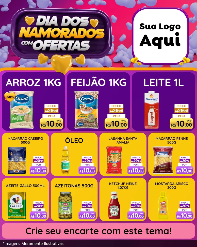 Modelo de Rede Social para Feed Instagram com o tema Dia Dos Namorados Com Ofertas para Supermercado