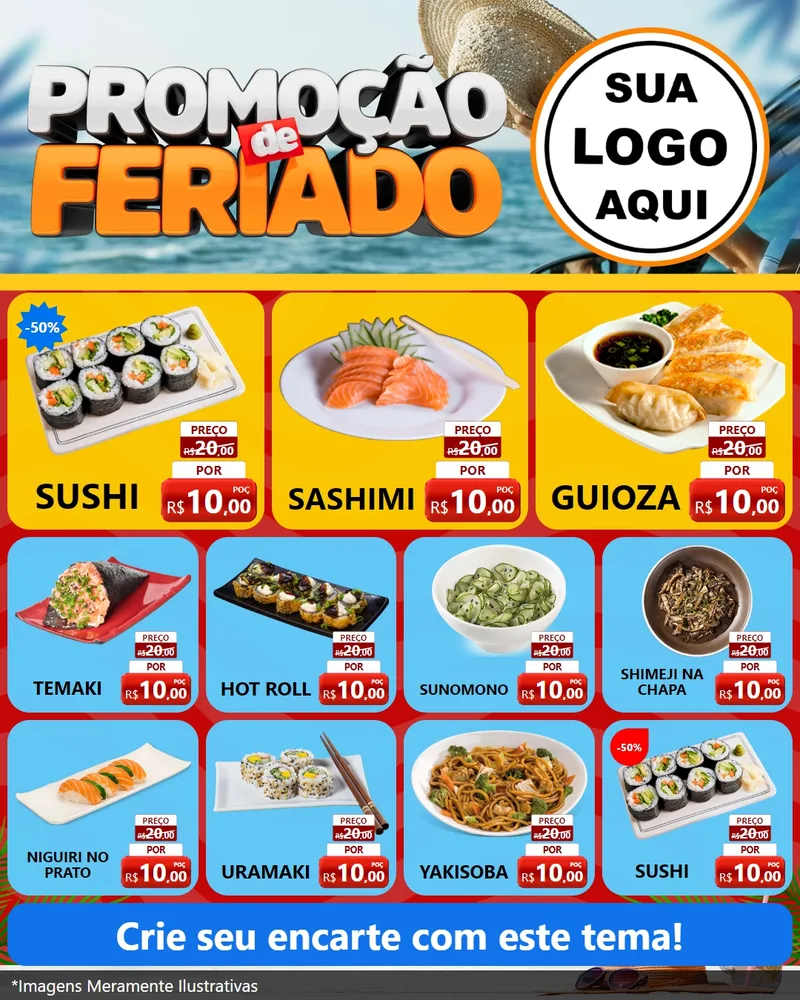 Modelo de Rede Social para Feed Instagram com o tema Promoção de Feriado para Comida japonesa